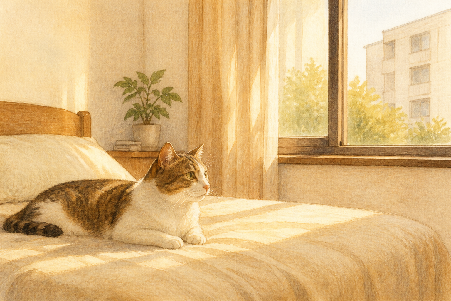 猫咪在窗边晒太阳